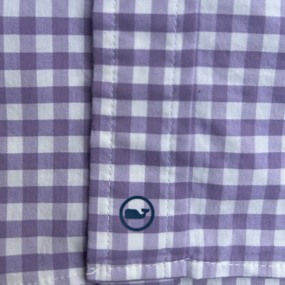 Vineyard Vines OTG On-The-Go Performance Long Sleeve Purple Gingham S Shirt C4 - Picture 5 of 6